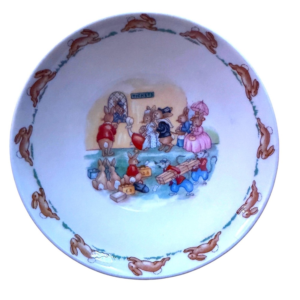 Royal Doulton Bunnykins Bowl Kids 6" Cream Excellent Ticket Station‎ England
